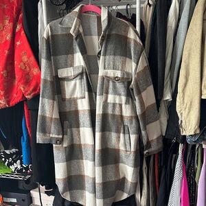 Plaid Women's Jacket in Gray and Brown